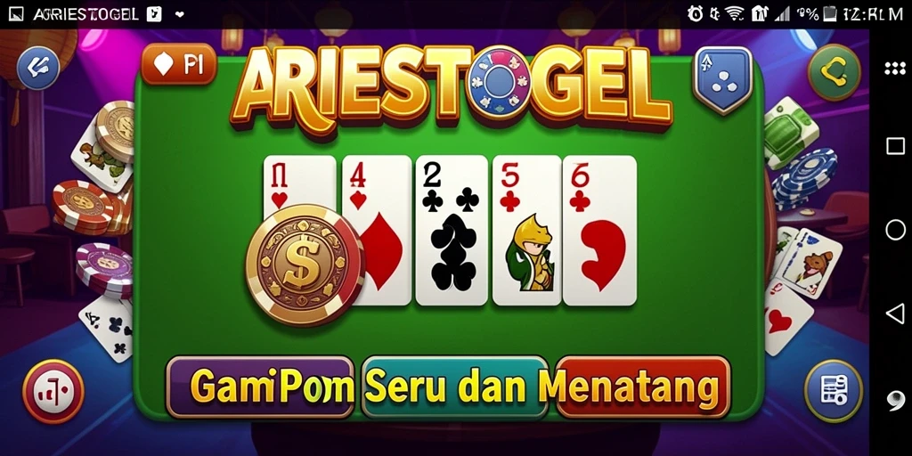 Tampilan gameplay seru di ARIESTOGEL dengan berbagai mode domino.
