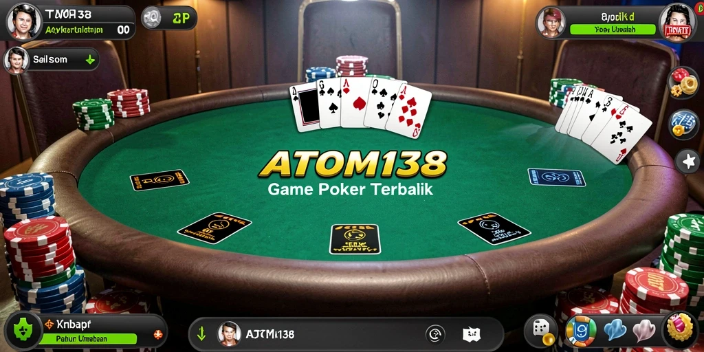 Screenshot gameplay ATOM138 menampilkan aksi Poker yang mendebarkan.