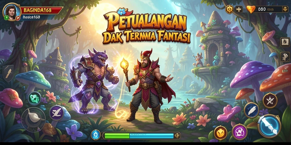 Screenshot gameplay BAGINDA168 yang menunjukkan eksplorasi dunia yang menawan.