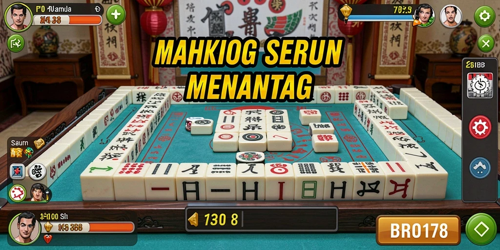 Tampilan gameplay BRO178 yang menarik dan menantang dalam Mahjong.