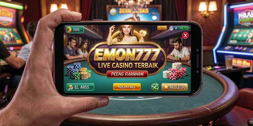 Screenshot utama EMON777 menampilkan gameplay Live Casino yang seru.