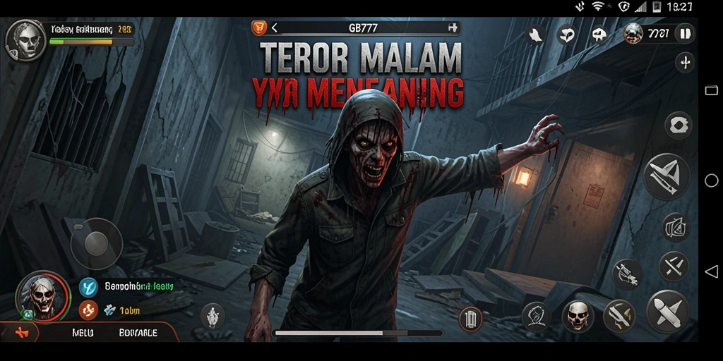 Screenshot menunjukkan suasana mencekam dalam gameplay Horror GB777.
