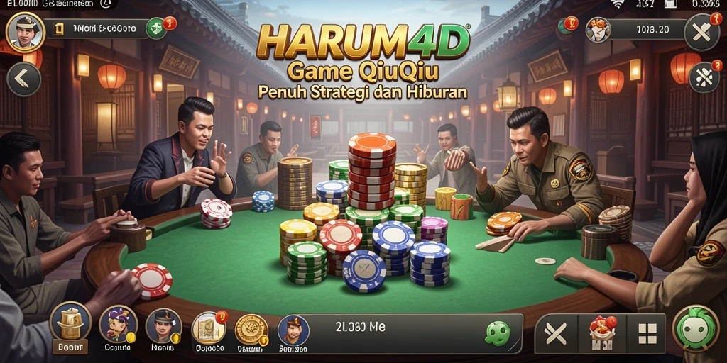 Tangkapan layar utama HARUM4D menampilkan gameplay QiuQiu yang seru dan kompetitif.