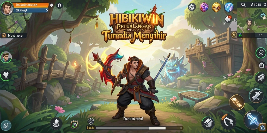 Screenshot gameplay HIBIKIWIN menunjukkan dunia terbuka yang luas dan indah.