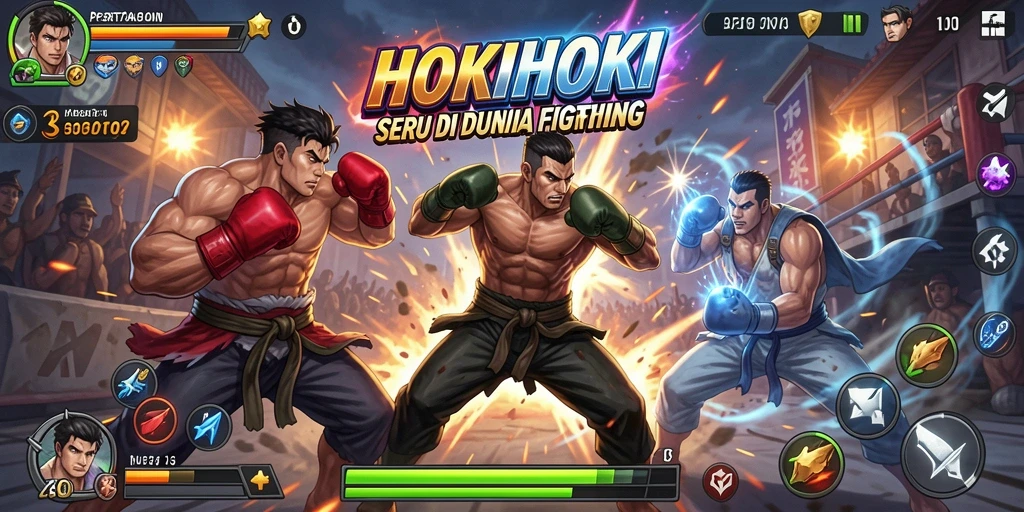 Tangkapan layar gameplay HOKIHOKI menampilkan pertarungan epik antara karakter-karakter.