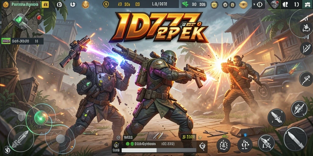 Screenshot game ID777 yang menampilkan aksi Battle Royale yang mendebarkan.
