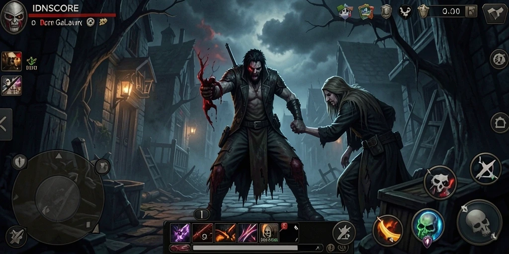 Tampilan gameplay menegangkan di dunia Horror yang gelap.