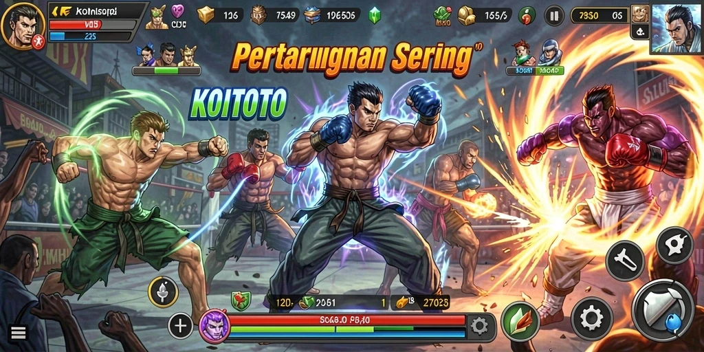 Screenshot permainan KOITOTO menampilkan aksi pertarungan yang seru dan mendebarkan.