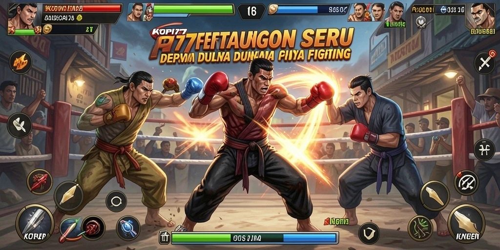 Gameplay seru dari pertarungan karakter KOPI77 yang menegangkan.