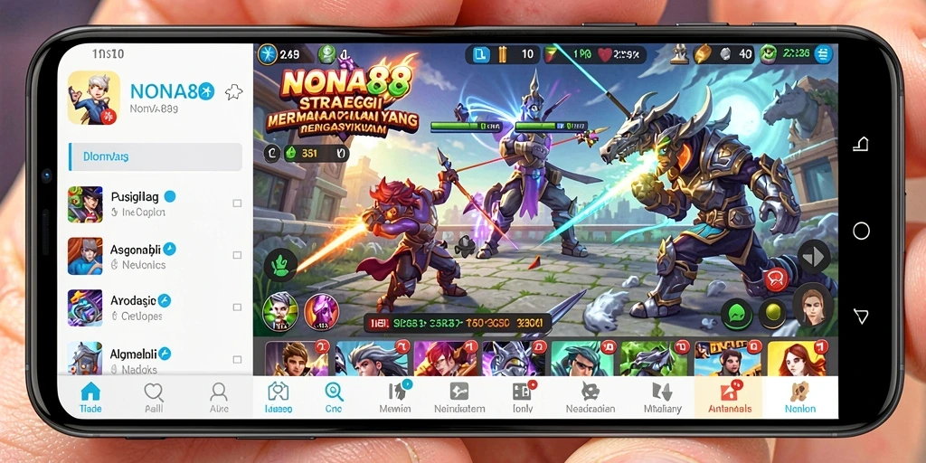 Gameplay NONA88 yang penuh strategi dan pertempuran seru.