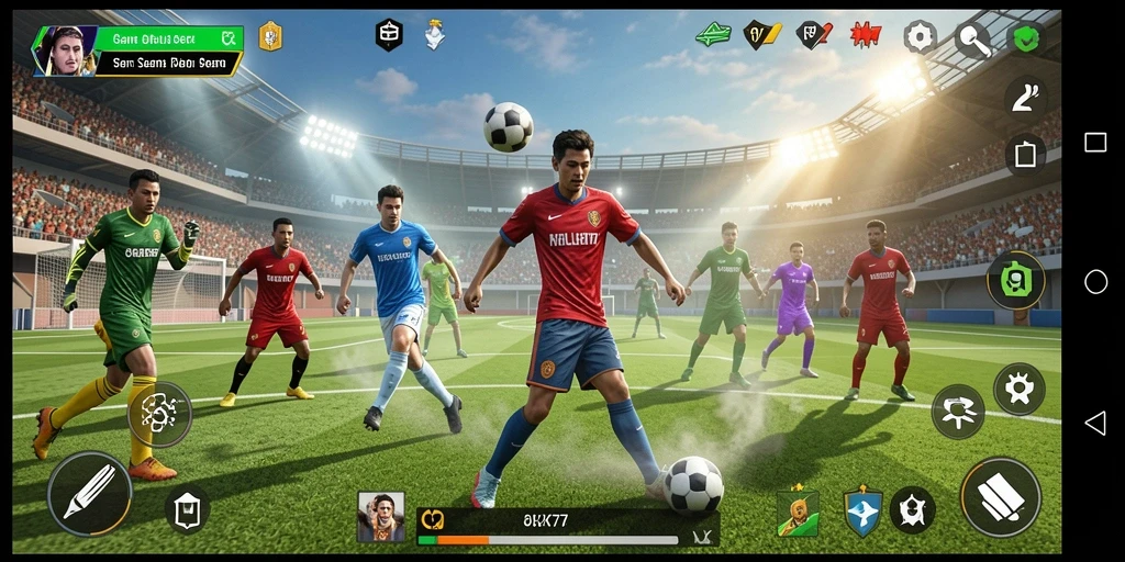 Screenshot RK77 menampilkan aksi seru dalam permainan olahraga.