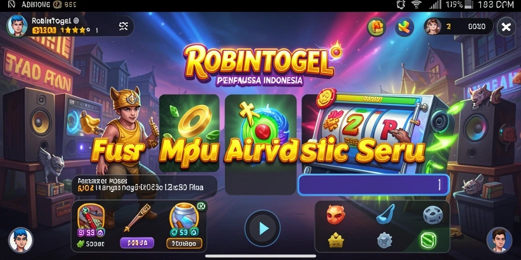 Screenshot gameplay musik ROBINTOGEL yang menampilkan antarmuka aplikasi.