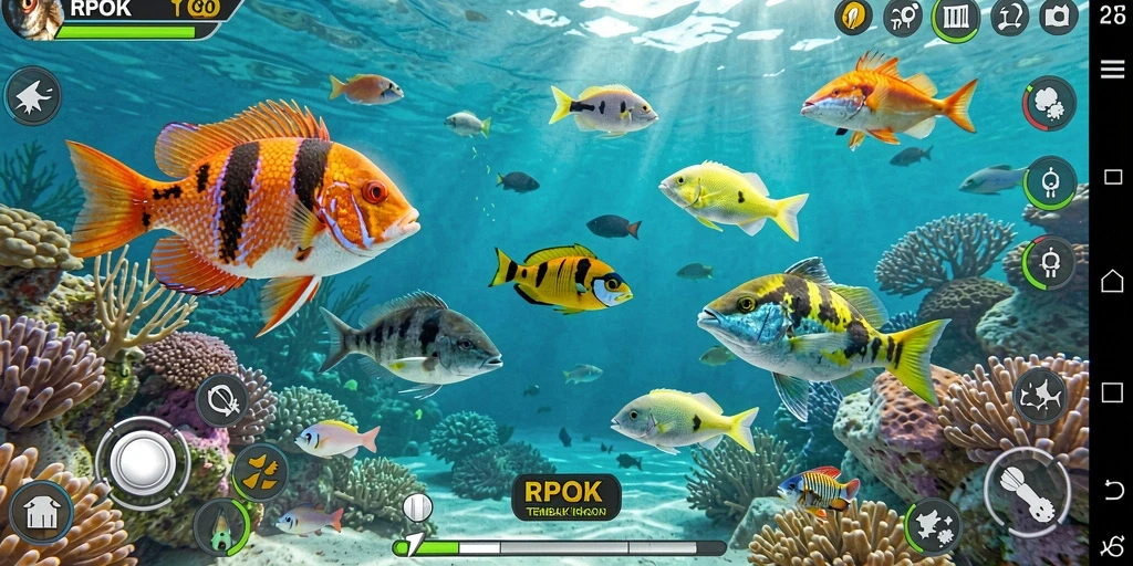 Tampilan menarik dari gameplay Tembak Ikan RPOK di layar.