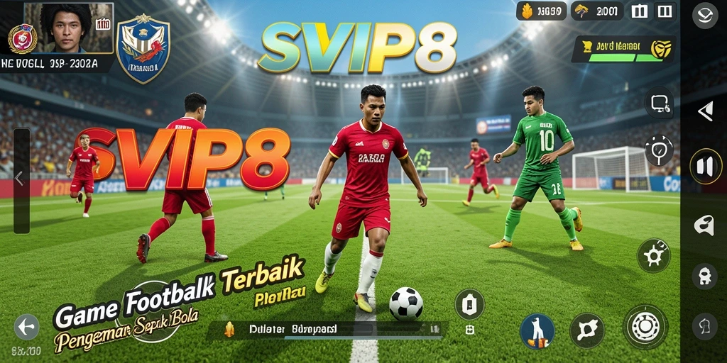 Screenshot gameplay SVIP8 dengan aksi pemain sepak bola yang seru.