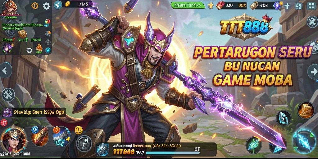 Tampilan aksi seru dalam gameplay TTT888 MOBA.
