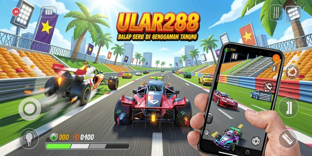 Tampilan menarik dari gameplay balap ULAR288 yang seru.